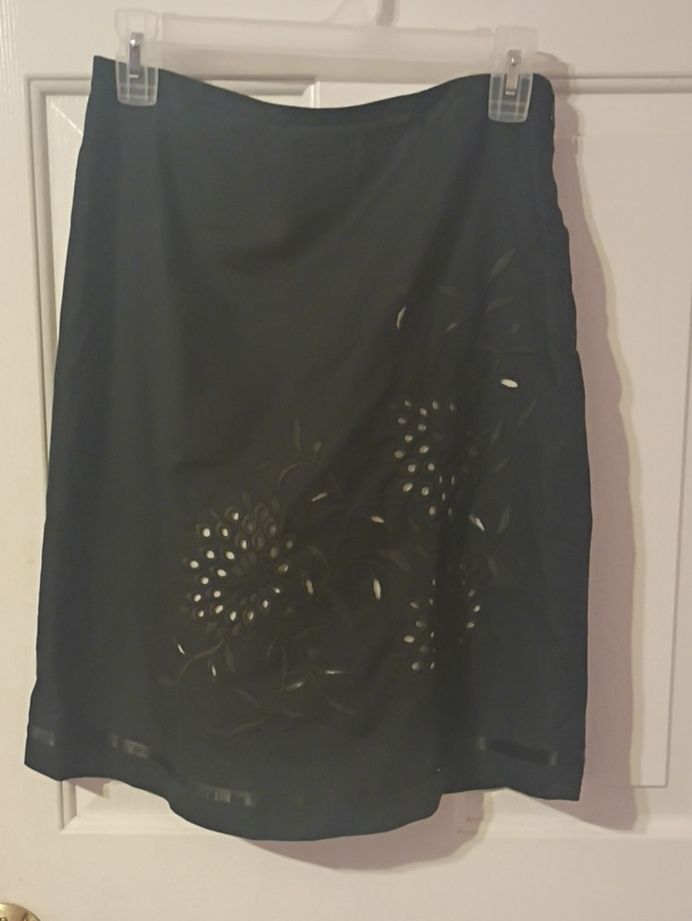 Geoffrey Beene Black Floral Cutout A-Line Skirt - Women